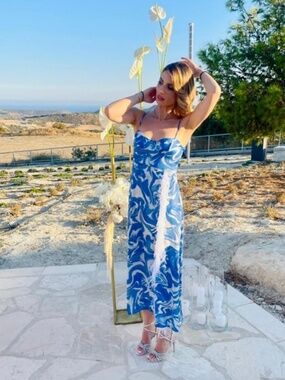 MILKWHITE REVOLVE 100% Cotton Made in Greece Marble Dress Size Small VGUC